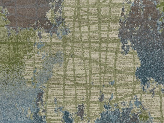 8' X 11' Green Blue Machine Woven Abstract Indoor Area Rug