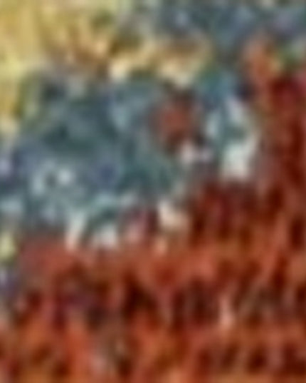 7' X 10' Blue Red And Orange Abstract Area Rug