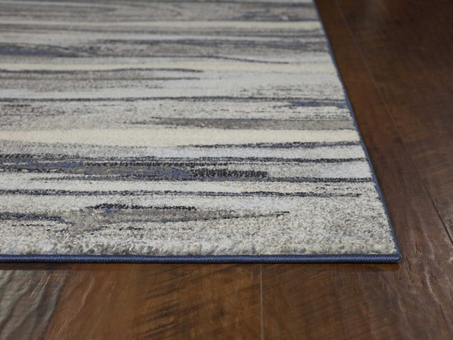 5' X 8' Gray Blue And Black Abstract Area Rug