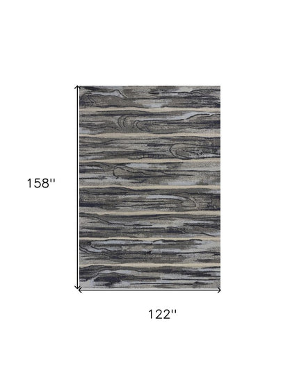 5' X 8' Gray Blue And Black Abstract Area Rug