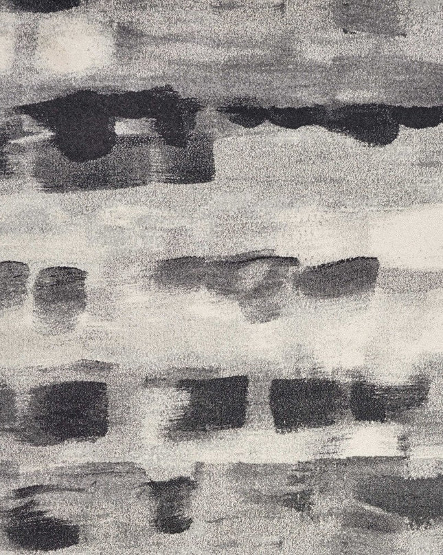 10' X 13' Gray Black And Ivory Abstract Area Rug