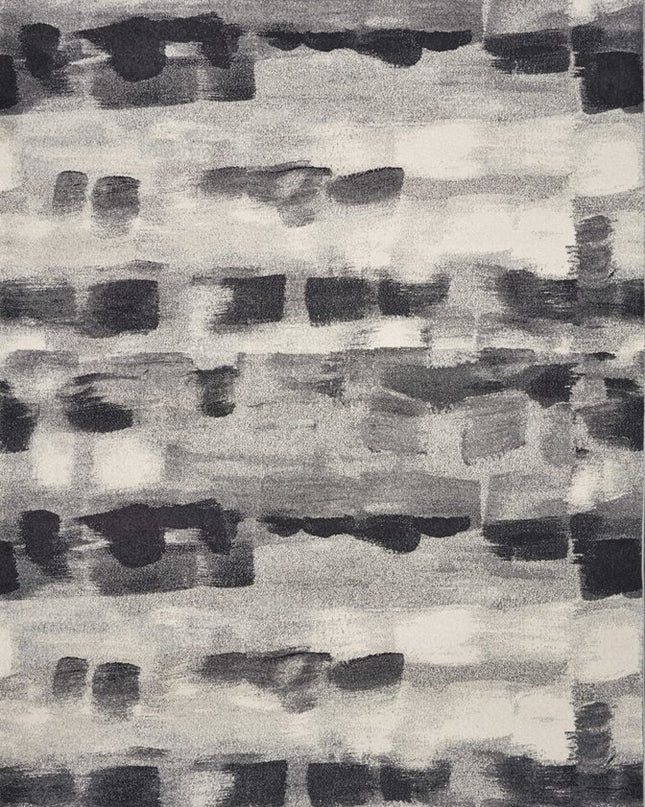 10' X 13' Gray Black And Ivory Abstract Area Rug