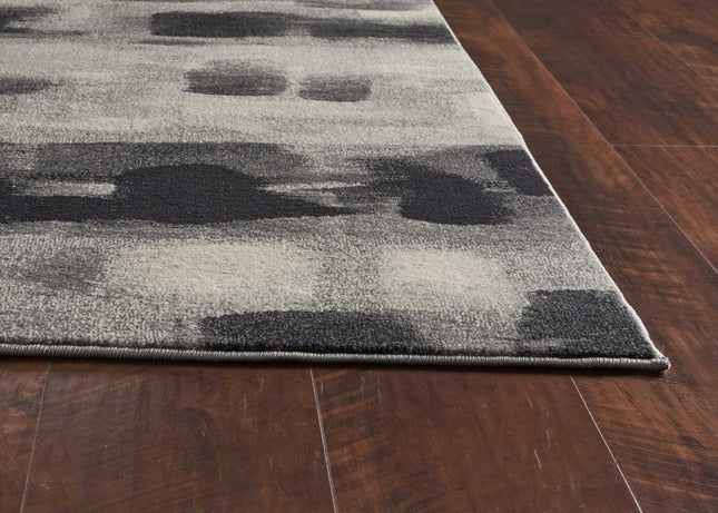 10' X 13' Gray Black And Ivory Abstract Area Rug