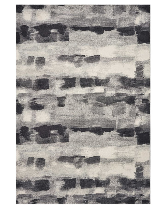10' X 13' Gray Black And Ivory Abstract Area Rug