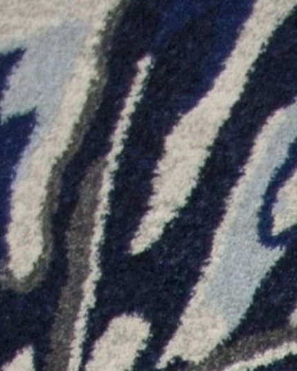 8' X 11' Blue And Gray Botanical Leaves Area Rug