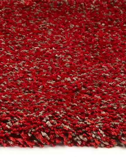 9' X 13' Red Shag Hand Woven Area Rug