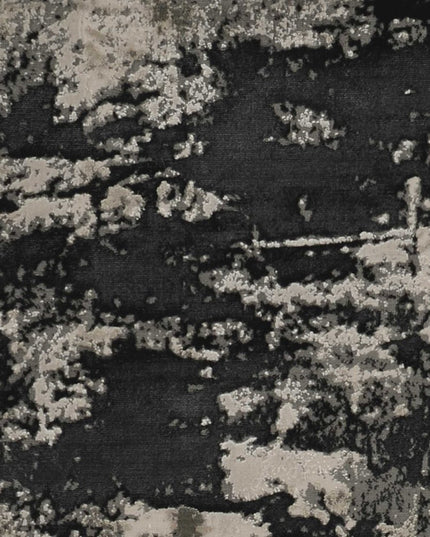 7' X 10' Black And Silver Abstract Area Rug