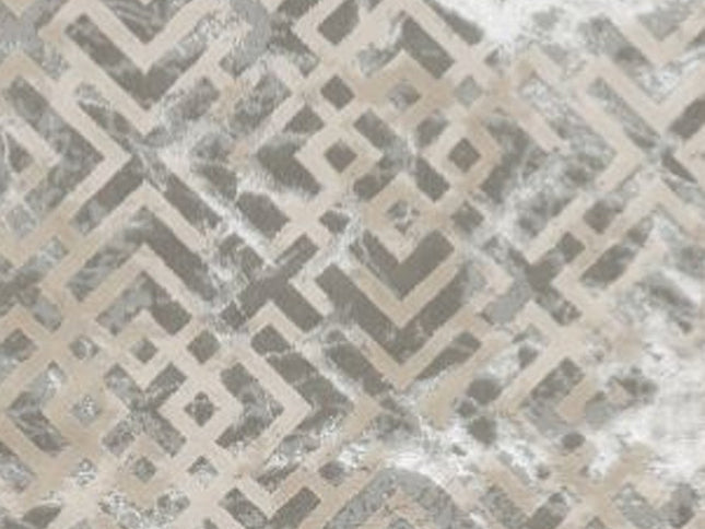 5' X 8' Sand And Light Blue Geometric Area Rug