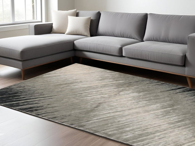 9' X 13' Silver And Gray Abstract Area Rug