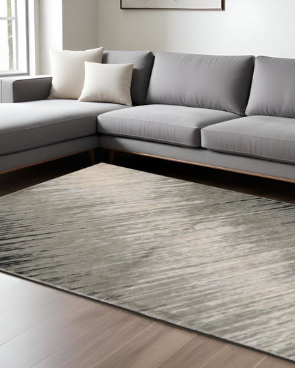 9' X 13' Silver And Gray Abstract Area Rug