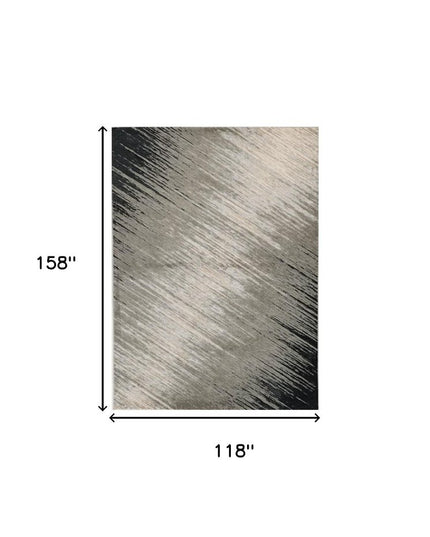 9' X 13' Silver And Gray Abstract Area Rug