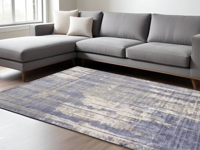 5' X 7' Gray And Ivory Abstract Hand Loomed Area Rug