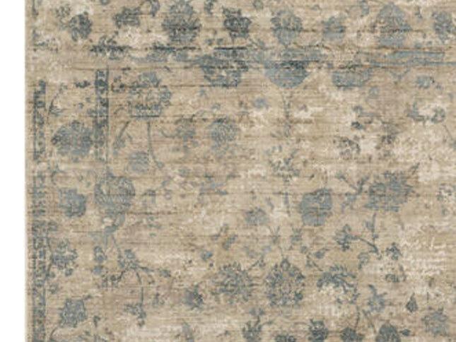 3' X 5' Beige And Blue Floral Medallion Hand Loomed Area Rug