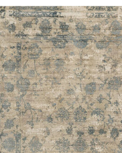 3' X 5' Beige And Blue Floral Medallion Hand Loomed Area Rug