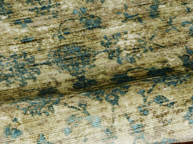 3' X 5' Beige And Blue Floral Medallion Hand Loomed Area Rug