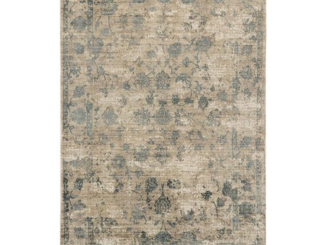 3' X 5' Beige And Blue Floral Medallion Hand Loomed Area Rug