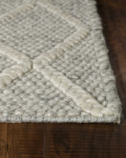 7' X 9' Gray And Ivory Wool Diamond Hand Woven Area Rug