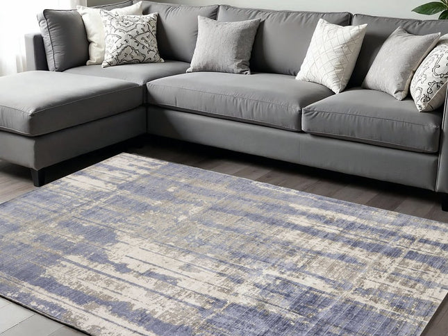 5' X 7' Gray And Ivory Abstract Hand Loomed Area Rug