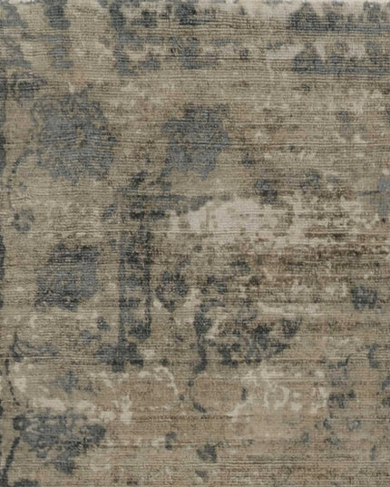 3' X 5' Beige And Blue Floral Medallion Hand Loomed Area Rug