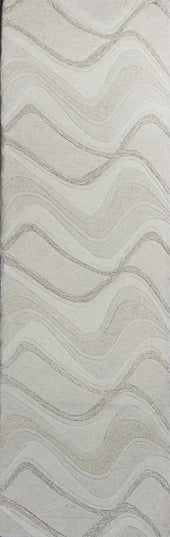 3' X 5' Ivory And Gray Wool Abstract Hand Tufted Area Rug