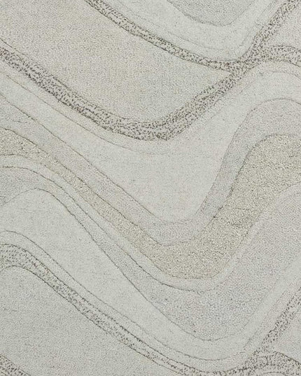 3' X 5' Ivory And Gray Wool Abstract Hand Tufted Area Rug