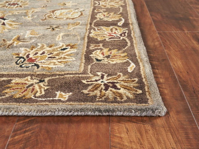 3' X 5' Gray Brown And Ivory Wool Floral Medallion Hand Tufted Area Rug