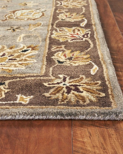 3' X 5' Gray Brown And Ivory Wool Floral Medallion Hand Tufted Area Rug