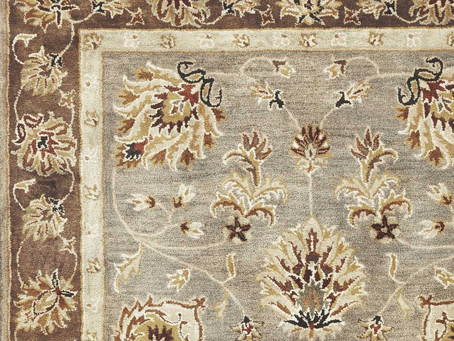 3' X 5' Gray Brown And Ivory Wool Floral Medallion Hand Tufted Area Rug