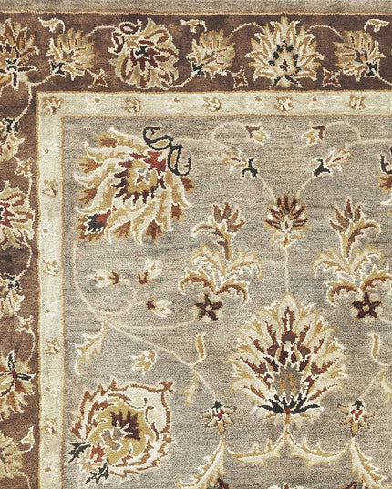 3' X 5' Gray Brown And Ivory Wool Floral Medallion Hand Tufted Area Rug