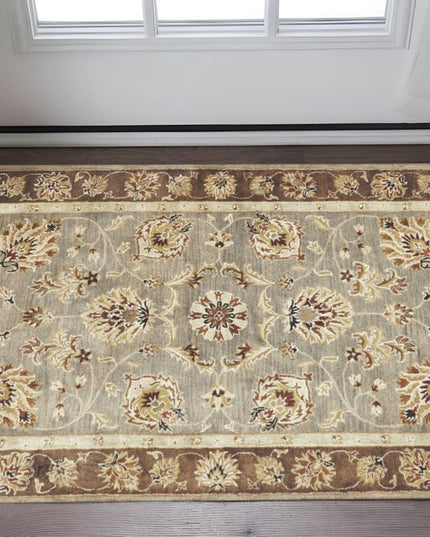 3' X 5' Gray Brown And Ivory Wool Floral Medallion Hand Tufted Area Rug