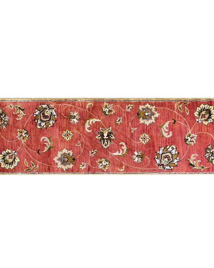 8' X 11' Sienna Gold And Green Wool Floral Vines Hand Tufted Area Rug