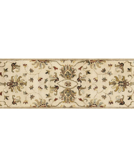 8' Champagne Red And Brown Wool Floral Medallion Hand Tufted Runner Rug