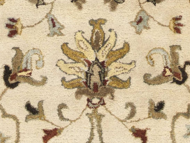 8' Champagne Red And Brown Wool Floral Medallion Hand Tufted Runner Rug