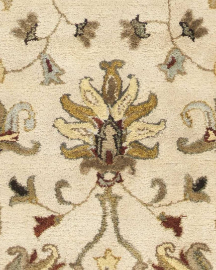 8' Champagne Red And Brown Wool Floral Medallion Hand Tufted Runner Rug