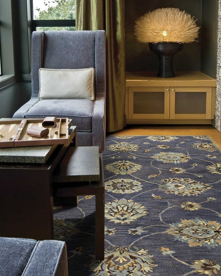 3' X 5' Dark Gray Green And Brown Wool Floral Hand Tufted Area Rug