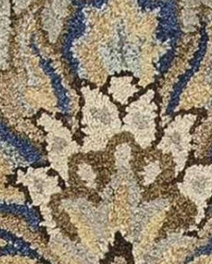 7' Gray Ivory And Brown New Zealand Lambs Wool Floral Hand Tufted Runner Rug