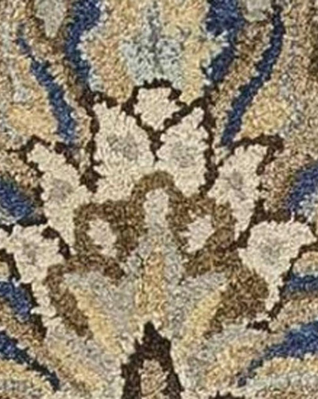 7' Gray Ivory And Brown New Zealand Lambs Wool Floral Hand Tufted Runner Rug