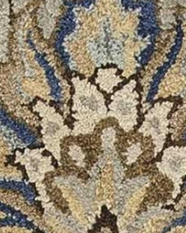 7' Gray Ivory And Brown New Zealand Lambs Wool Floral Hand Tufted Runner Rug