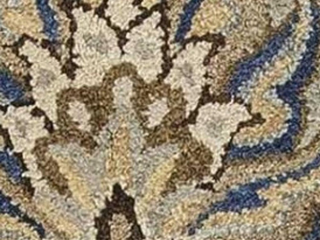 7' Gray Ivory And Brown New Zealand Lambs Wool Floral Hand Tufted Runner Rug