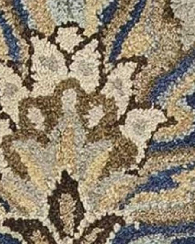 7' Gray Ivory And Brown New Zealand Lambs Wool Floral Hand Tufted Runner Rug