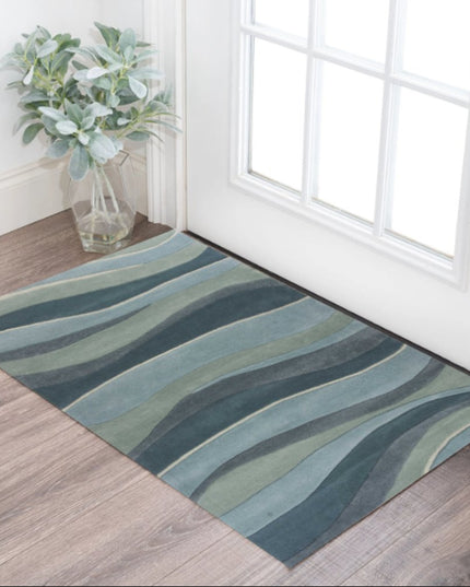 8' X 10' Blue Gray And Ivory Wool Hand Tufted Area Rug