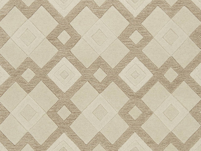 3' X 5' Ivory And Brown Wool Geometric Hand Tufted Area Rug