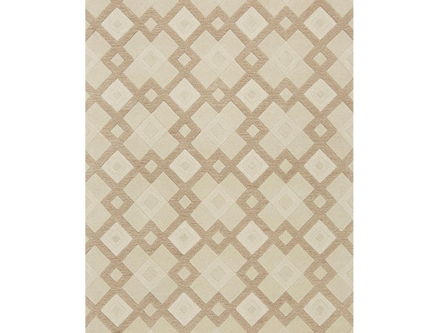 3' X 5' Ivory And Brown Wool Geometric Hand Tufted Area Rug