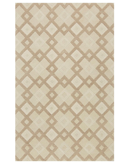 3' X 5' Ivory And Brown Wool Geometric Hand Tufted Area Rug
