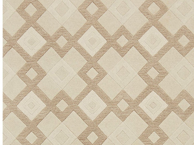 3' X 5' Ivory And Brown Wool Geometric Hand Tufted Area Rug