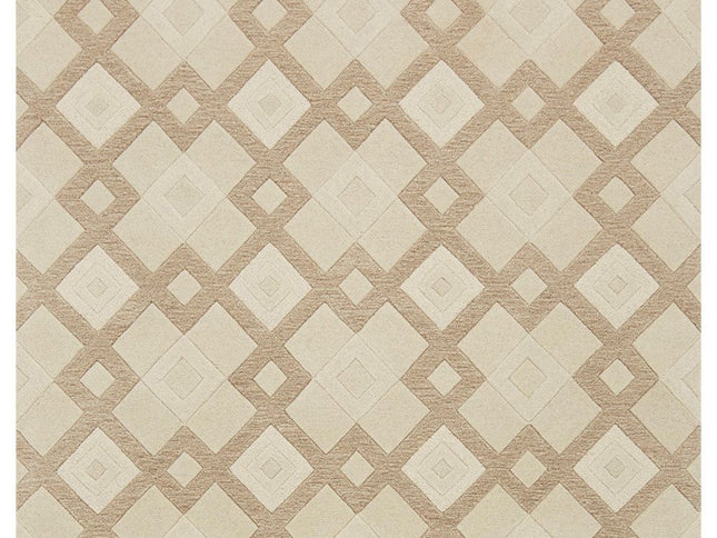 3' X 5' Ivory And Brown Wool Geometric Hand Tufted Area Rug