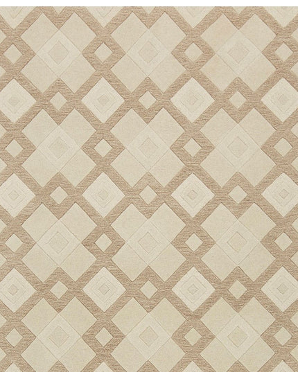 3' X 5' Ivory And Brown Wool Geometric Hand Tufted Area Rug