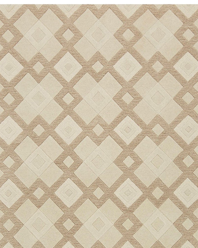 3' X 5' Ivory And Brown Wool Geometric Hand Tufted Area Rug