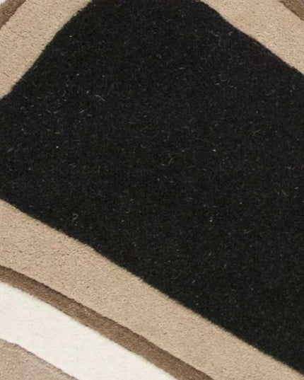 8' X 11' Beige And Black Wool Abstract Hand Tufted Area Rug