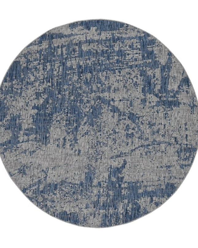 8' Gray Abstract Round Rug